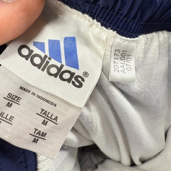 Vintage Adidas Track Pants Men's Medium Blue Embroidered Baggy Tech Hip Hop y2k - Picture 10 of 10